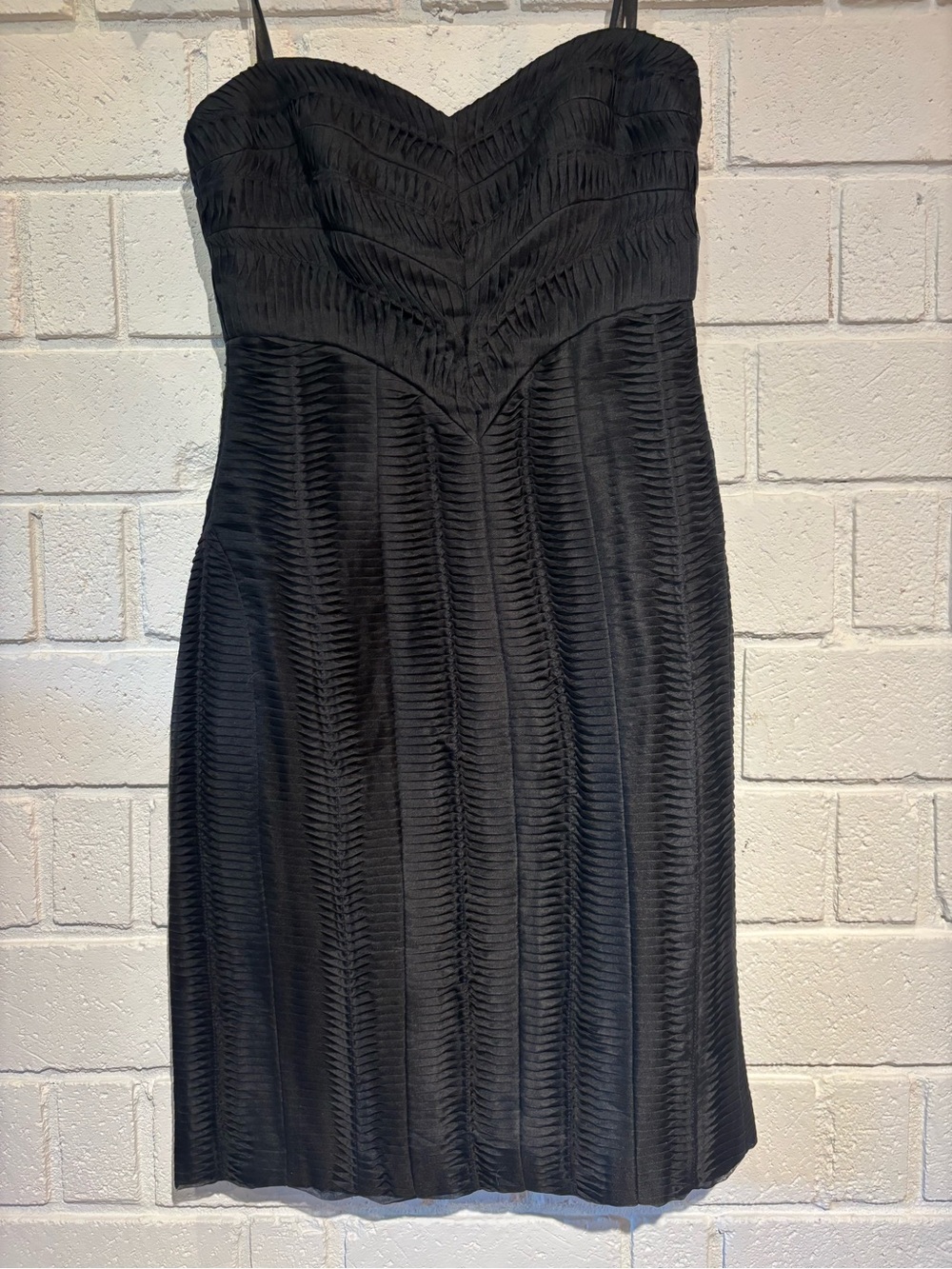 BCBGMaxAzria Black Strapless Textured Cocktail Dress